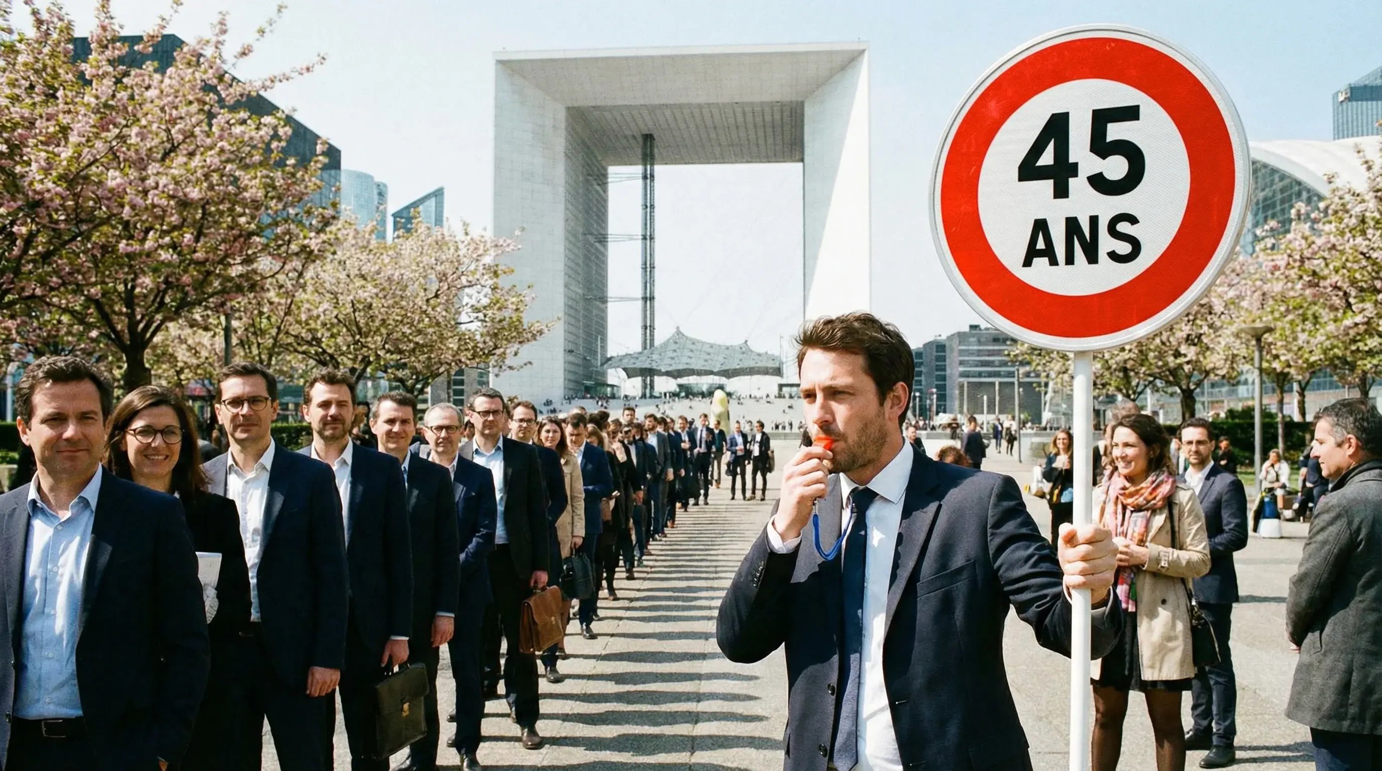 gemini-image-2_Photo_très_réaliste_un_homme_en_costume_cravate_35_ans_fait_face_à_une_file_d-1